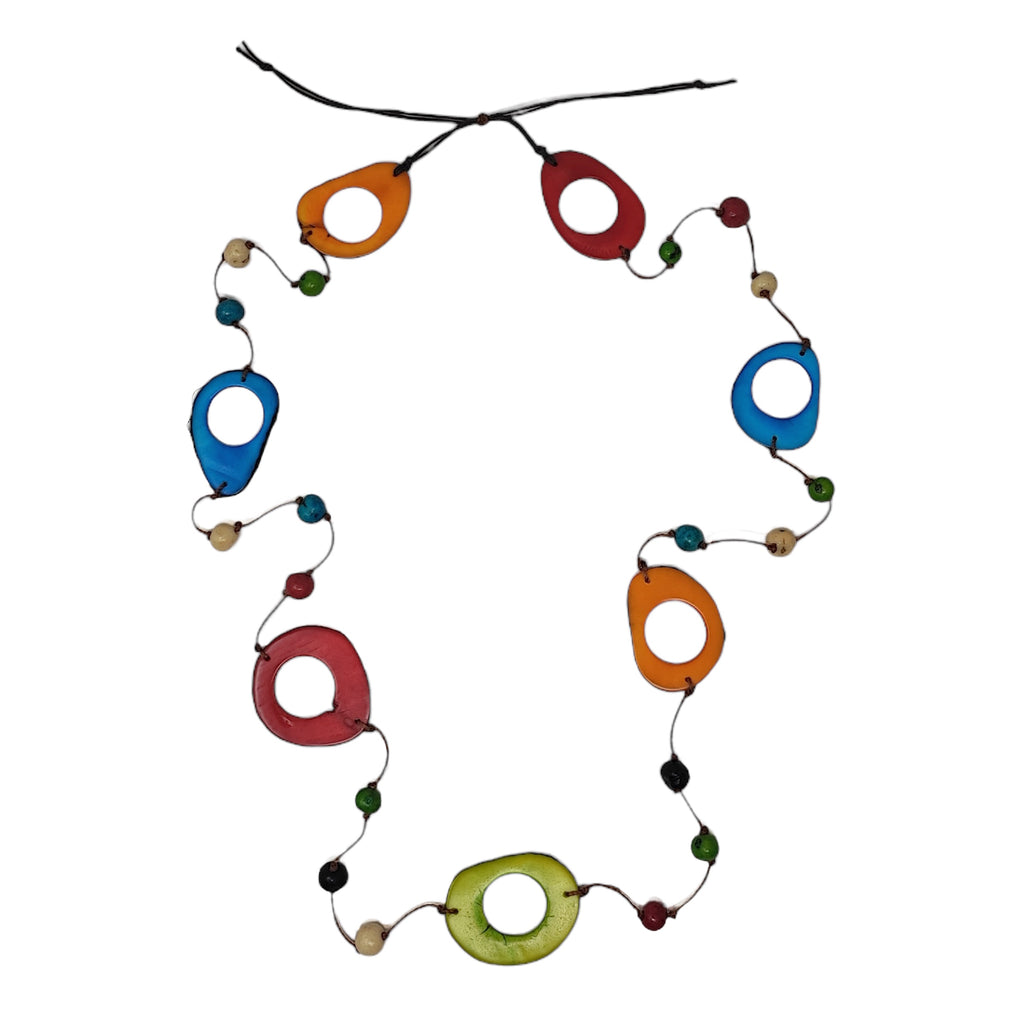 Collana 7 anelli tagua e acai