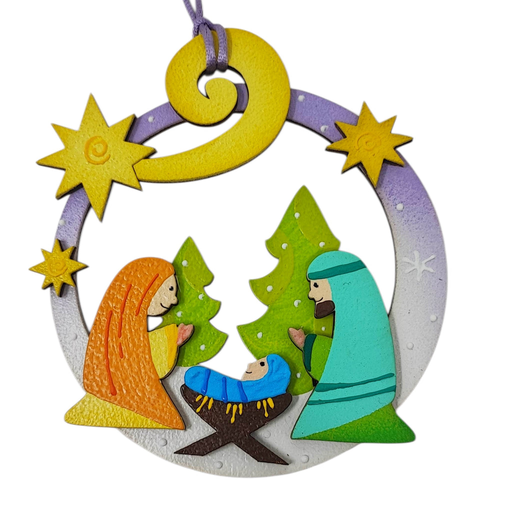 Presepe legno da appendere